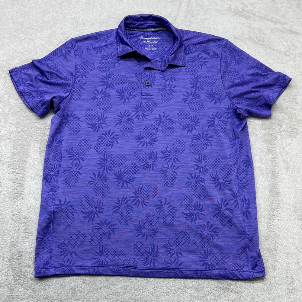 Tommy Bahama Polo Shirt Mens Small Purple Pineapple IslandZone Performance - Picture 2 of 9